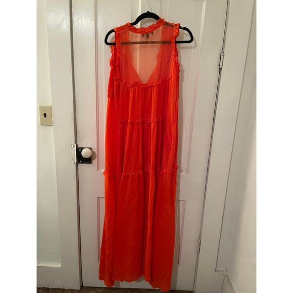 tricot chic italian abito dress 94% silk orange long maxi dress 8 wedding casual - Picture 3 of 9